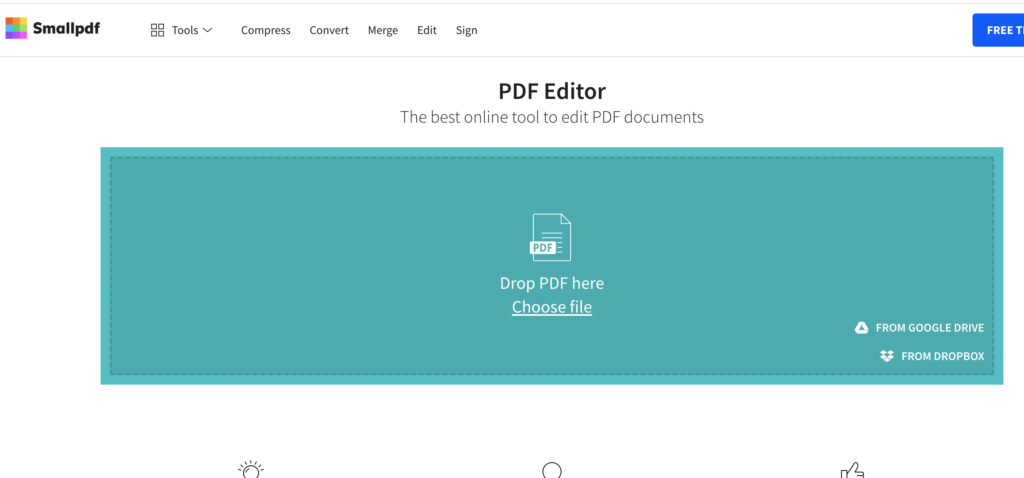 Chỉ việc chọn file pdf cần chỉnh sửa và tiến hành thực hiện online 