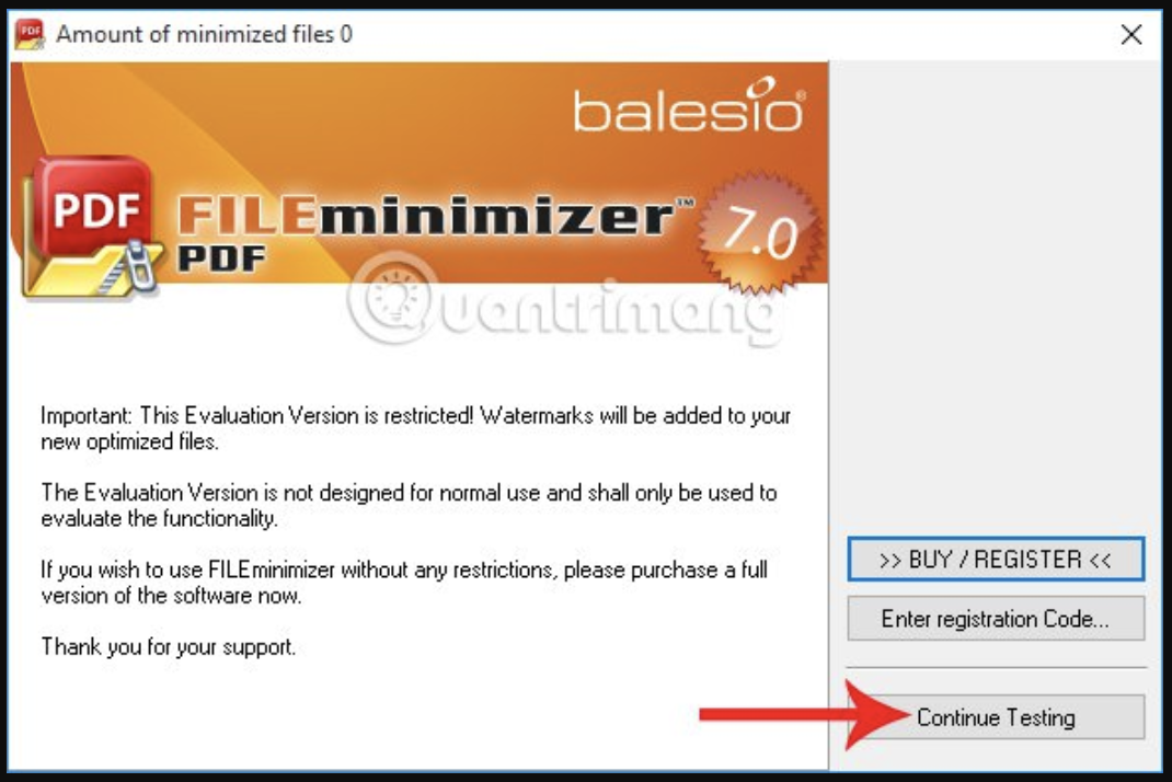 Giảm dung lượng file PDF bằng FILEminimizer PDF - Bước 2