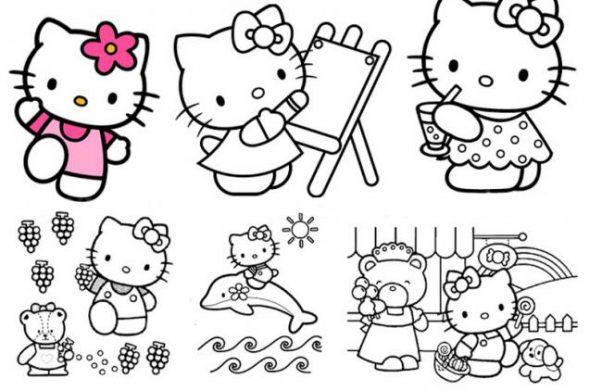 Tranh tập tô mèo Hello Kitty cho bé 