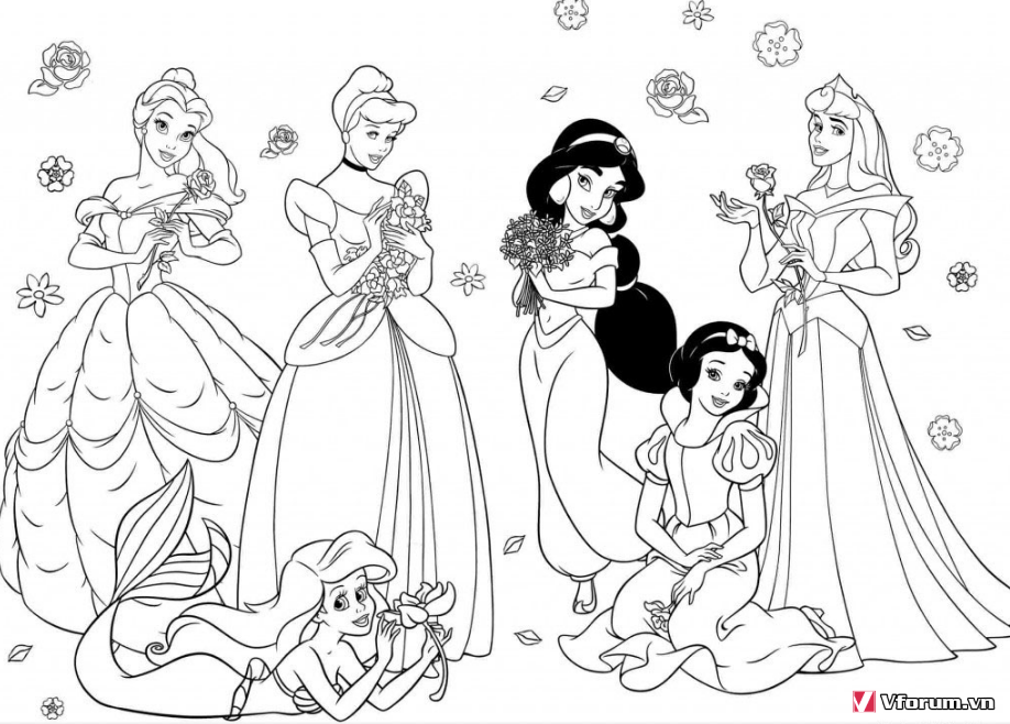 Tranh tô màu các công chúa Disney