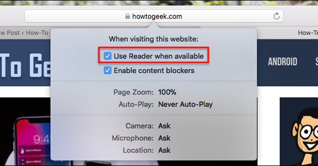Sử dụng chế độ Reader trên Safari để chặn quảng cáo